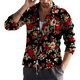Men's Vintage Floral Print Lapel Long Sleeve Shirt