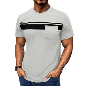 Camiseta informal de manga corta con cuello redondo y estampado para hombre