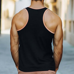 Camiseta sin mangas de algodón negra, fresca y agradable para la piel para hombre