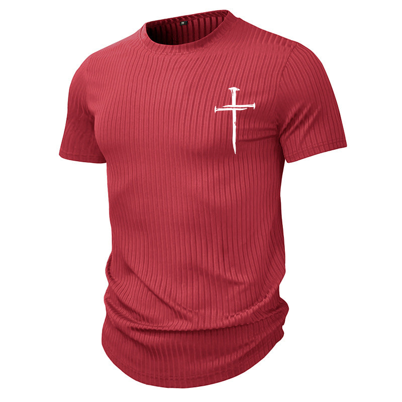 CROSS PRINT MEN SPORT V-NECK TEE