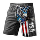 Men's American Flag Eagle Print Elastic Drawstring Shorts