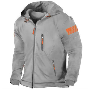 Chaqueta deportiva con capucha y cremallera completa para hombre con bandera de EE. UU.