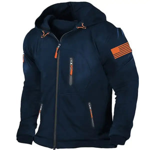 Chaqueta deportiva con capucha y cremallera completa para hombre con bandera de EE. UU.