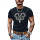 Lässiges Herren-T-Shirt aus Baumwolle mit Schlangenstickerei und Rundhalsausschnitt, schmale Passform, kurzärmelig