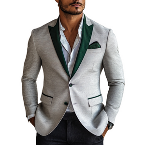 Blazer de terciopelo en contraste de algodón y lino para hombre 