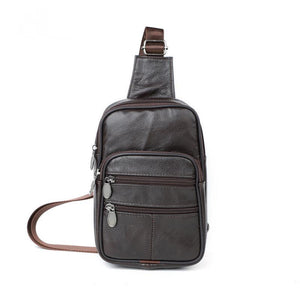 Bolso bandolera vintage informal de cuero con cremallera para hombre