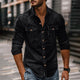 Herren-Revershemd aus gewaschenem Distressed-Denim im Vintage-Stil