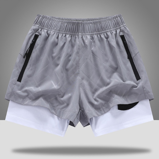 Men's sports shorts summer outdoor running fitness American basketball three-point pants lined with anti-light double-layer quick-drying pants