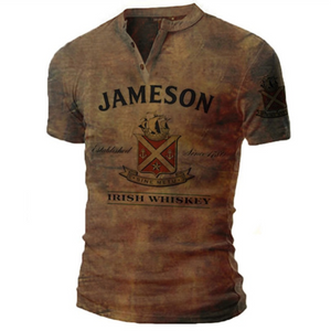 Mode lässig digitaldruck kurzarm T-shirt 3 tasten herrenbekleidung