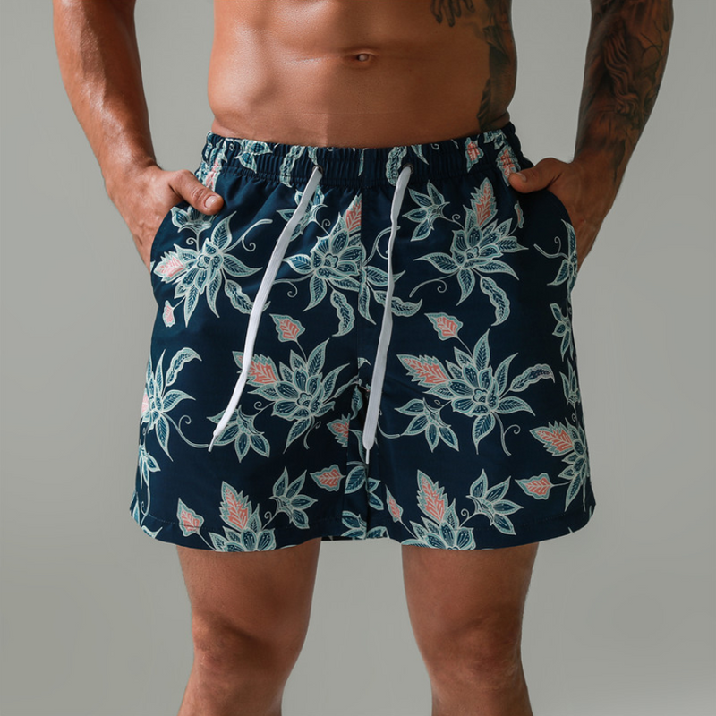 Men's Seaside Loose Surf Shorts Large Size Printed Five-Point Swimming Trunks Beach Shorts With Lining