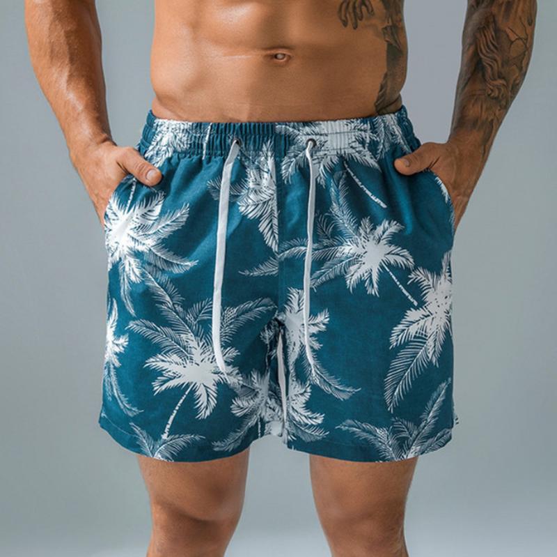 Men's Seaside Loose Surf Shorts Large Size Printed Five-Point Swimming Trunks Beach Shorts With Lining