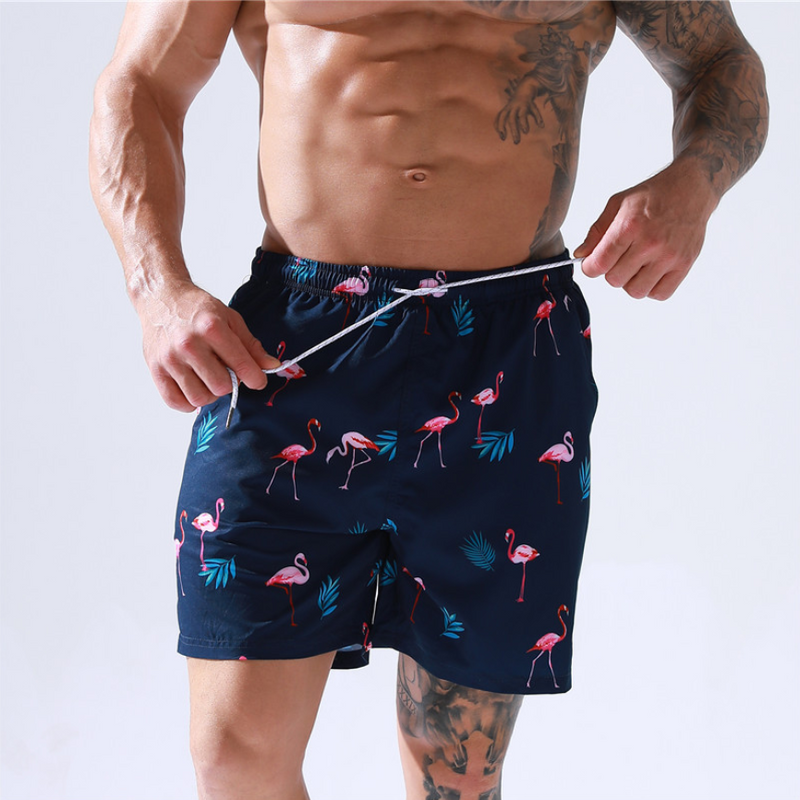 Men's Seaside Loose Surf Shorts Large Size Printed Five-Point Swimming Trunks Beach Shorts With Lining