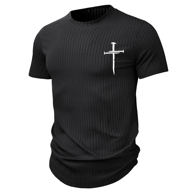 CROSS PRINT MEN SPORT V-NECK TEE