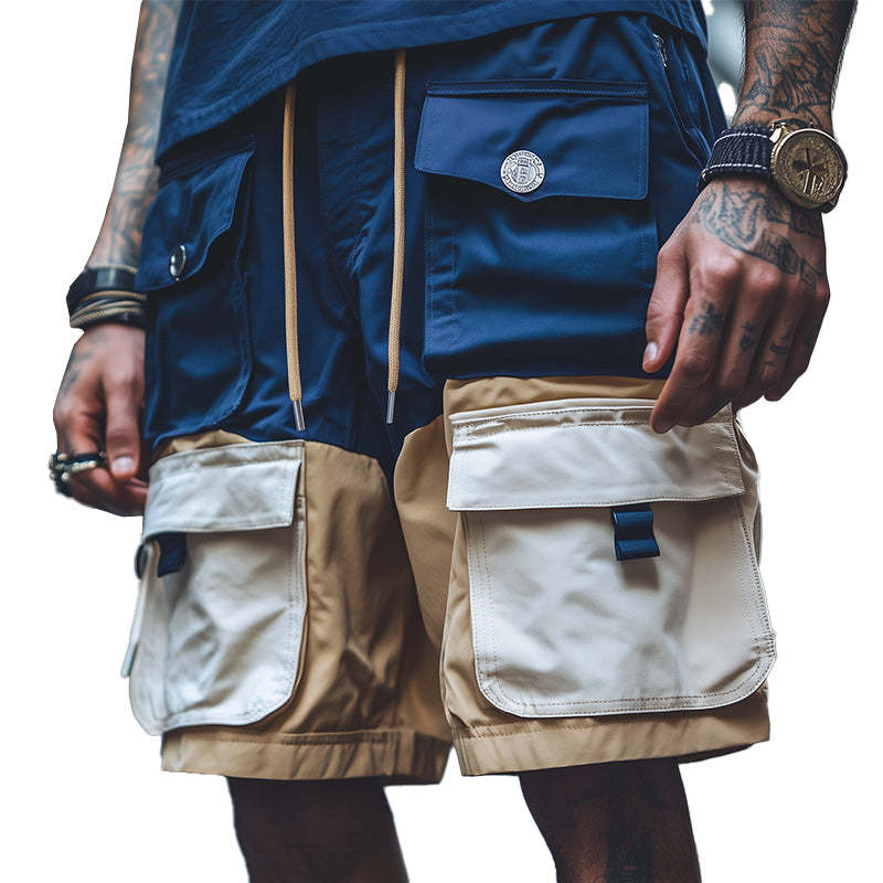 Men's Contrast Multi-Pocket Cargo Shorts