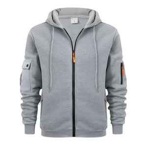 CÁRDIGAN DEPORTIVO Y CASUAL PARA HOMBRE CON BOLSILLO Y CREMALLERA EN EL BRAZO