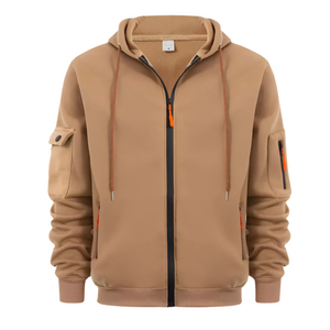 CÁRDIGAN DEPORTIVO Y CASUAL PARA HOMBRE CON BOLSILLO Y CREMALLERA EN EL BRAZO