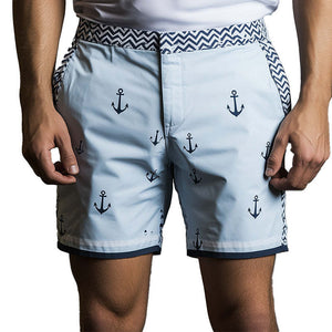 Men's Spring Fashion Anchor Print Sports Casual Shorts