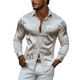 Men's Spring Fashion Classic Retro Satin Embroidery Slim Fit Long Sleeve Shirt
