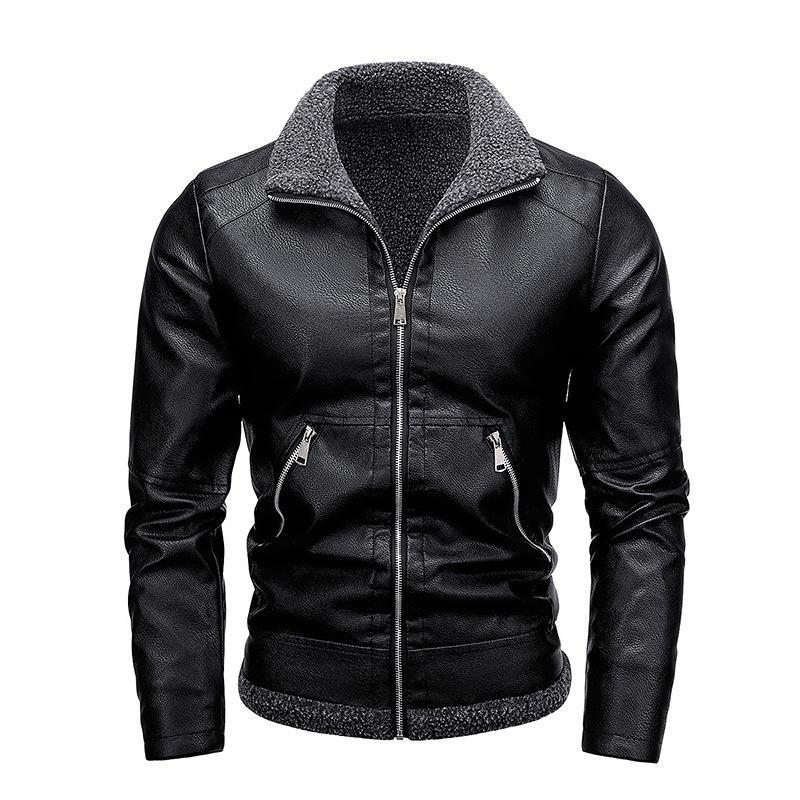 Herren All-in-One-Jacke aus Pelz und verdicktem Samtleder 