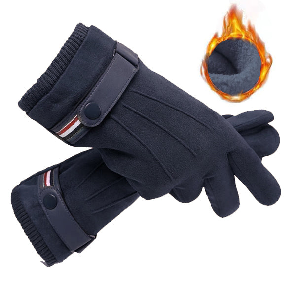 Suede Men Guantes Gloves Winter Touch Screen Keep Warm Windproof Driving Thick Cashmere Anti Slip Outdoor Male Leather