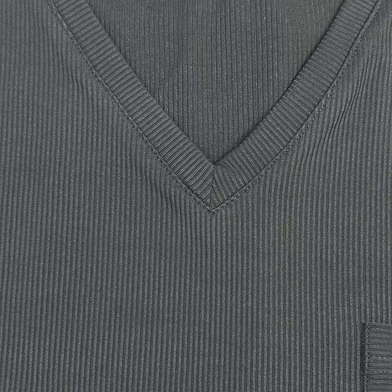 Men's Casual Ribbed Cotton Blend V-neck Slim Fit Short-sleeved T-shirt