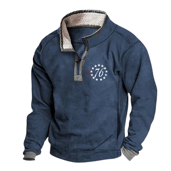 76 Casual stand collar fleece sweatshirt