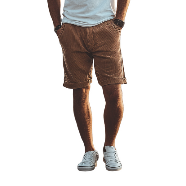 Men's Classic Casual Fashion Elastic Waist Corduroy Shorts