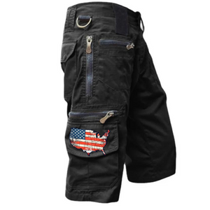 Shorts cargo rectos de algodón con bandera de EE. UU. para hombre