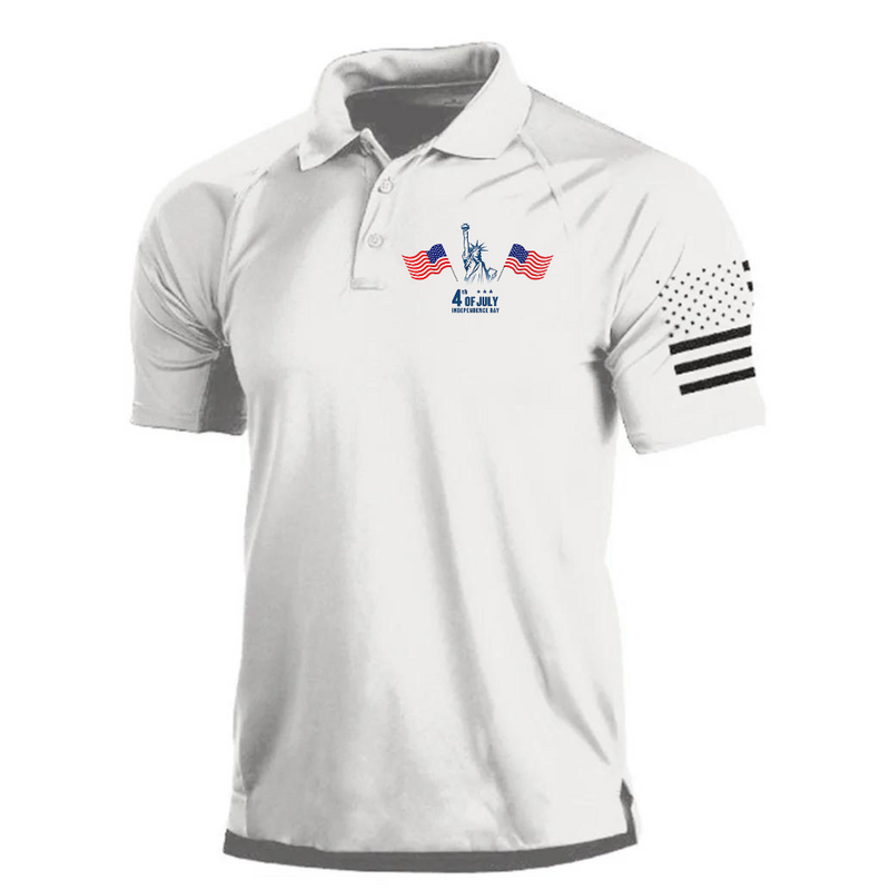 USA INDEPENDENCE DAY RAGLAN GRAPHIC POLO SHIRT