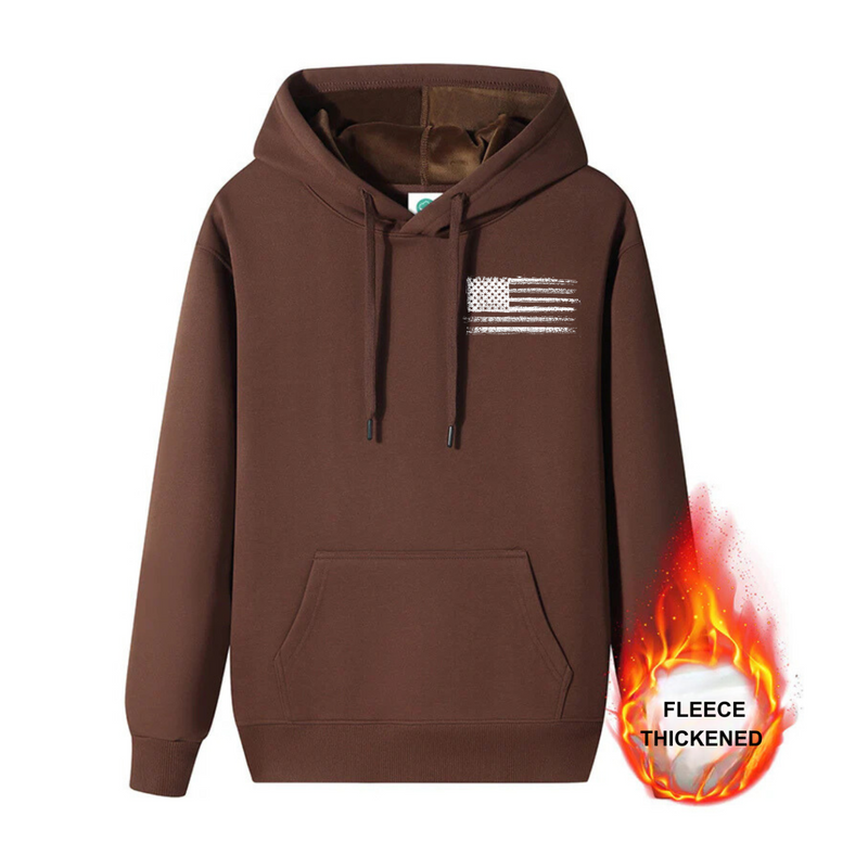 FLEECE THICKENED COTTON FLAG HOODIE WITH THICK VELVET FOR WARMTH