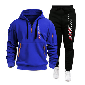 USA FLAG SPORT HOODIE SET HERREN MEHRERE TASCHEN REISSVERSCHLUSS KAPUZENSWEATSHIRT SPORTANZUG SET
