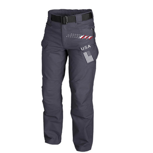 Pantalones cargo multibolsillos de secado rápido para exteriores con estampado de bandera de EE. UU.