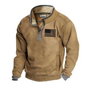 USA FLAG Lässiger Stehkragen, Fleece-Sweatshirt