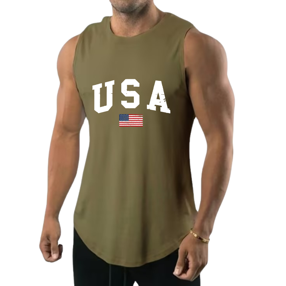 USA FLAG MOISTURE WICKING ESSENTIALS TANK TOP