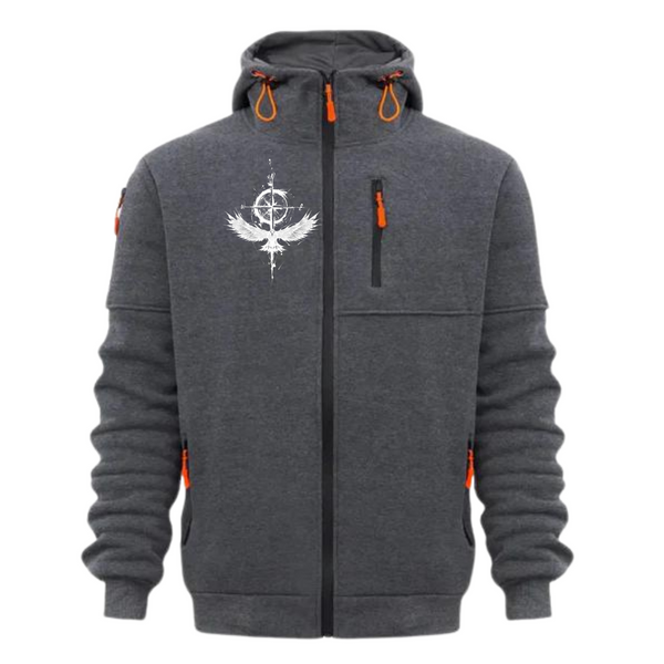 STYLE SWEATSHIRT WITH MULTIPLE ZIPPERS AND POCKETS MEN'S SPORTS HOODED