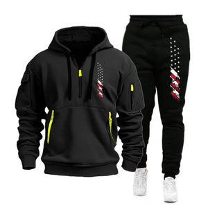 USA FLAG SPORT HOODIE SET HERREN MEHRERE TASCHEN REISSVERSCHLUSS KAPUZENSWEATSHIRT SPORTANZUG SET