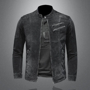 Herren-Bikerjacke aus gewaschenem Vintage-Denim
