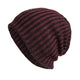 Gorro de punto cálido con forro de franela y rayas verticales bicolor retro para hombre