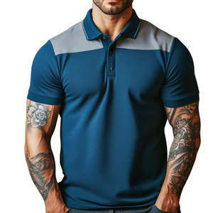 Polo retro informal transpirable de manga corta para hombre