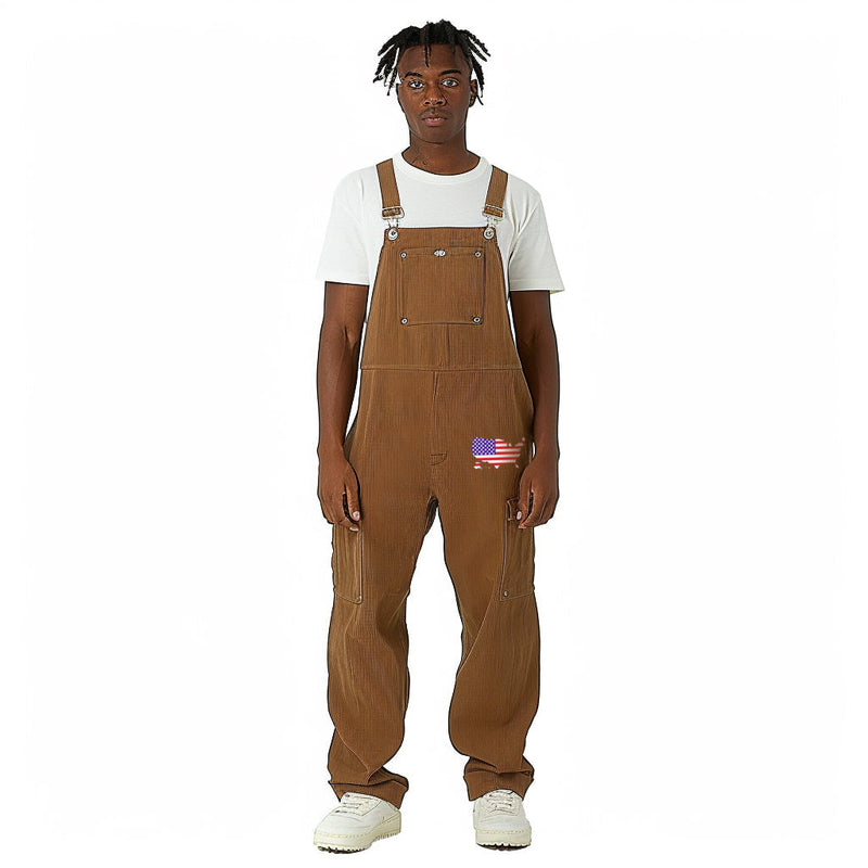 Men's Retro Multi-Pocket Casual Loose Straight Overalls