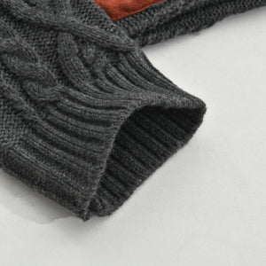 Herren-Strickpullover mit Zopfmuster und Stehkragen im Vintage-Stil