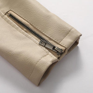 Herren Vintage Kapuzenfleece Warm Reißverschluss Slim Fit Lederjacke