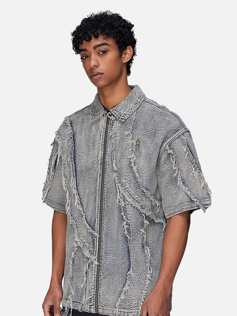 Washed Raw Edge Denim Shirt