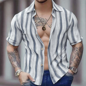 Men's Summer Comfort Striped Casual Short Sleeve Shirt