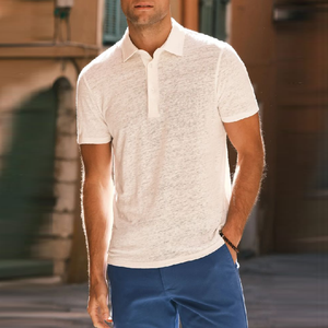 Polo informal de algodón con solapa y manga corta para hombre