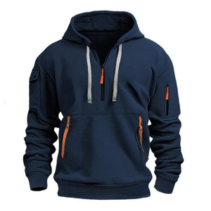 Sudadera deportiva informal con múltiples cremalleras para hombre