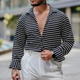 Men's Fashion Striped Lapel Long Sleeve Shirt