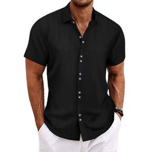 Men's Solid Color Textured Short Sleeve Shirt