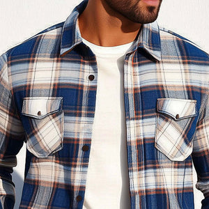 Men's Spring And Autumn Plaid Casual Long Sleeve Shirt