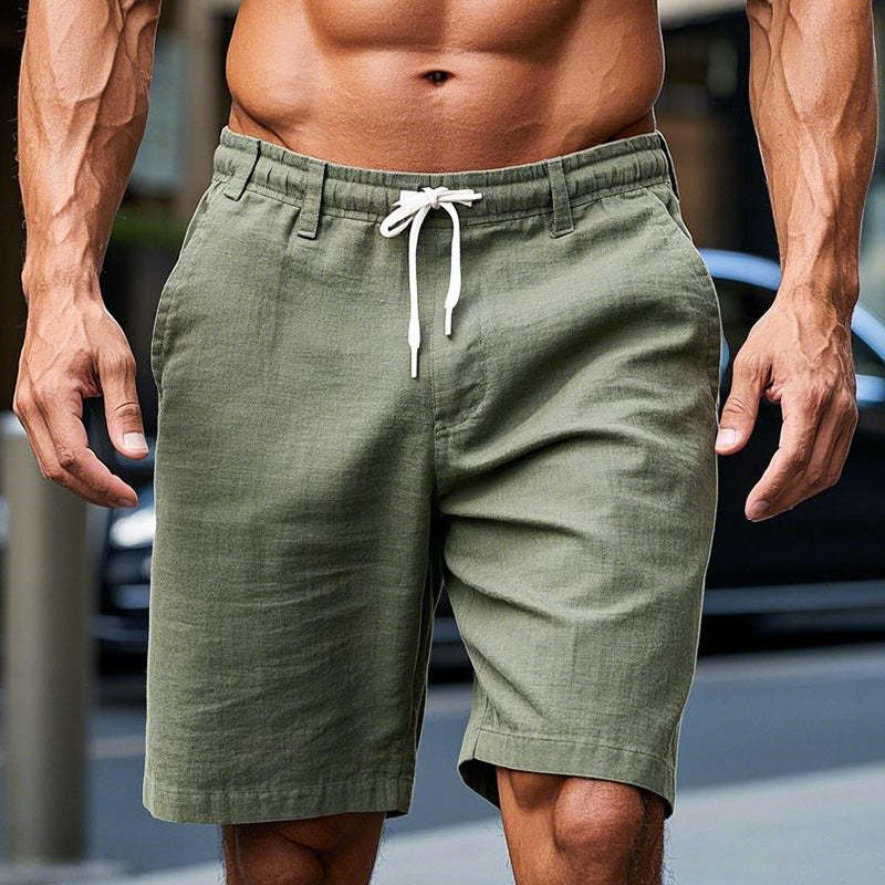 Men's Light Army Green Solid Color Breathable Casual Shorts